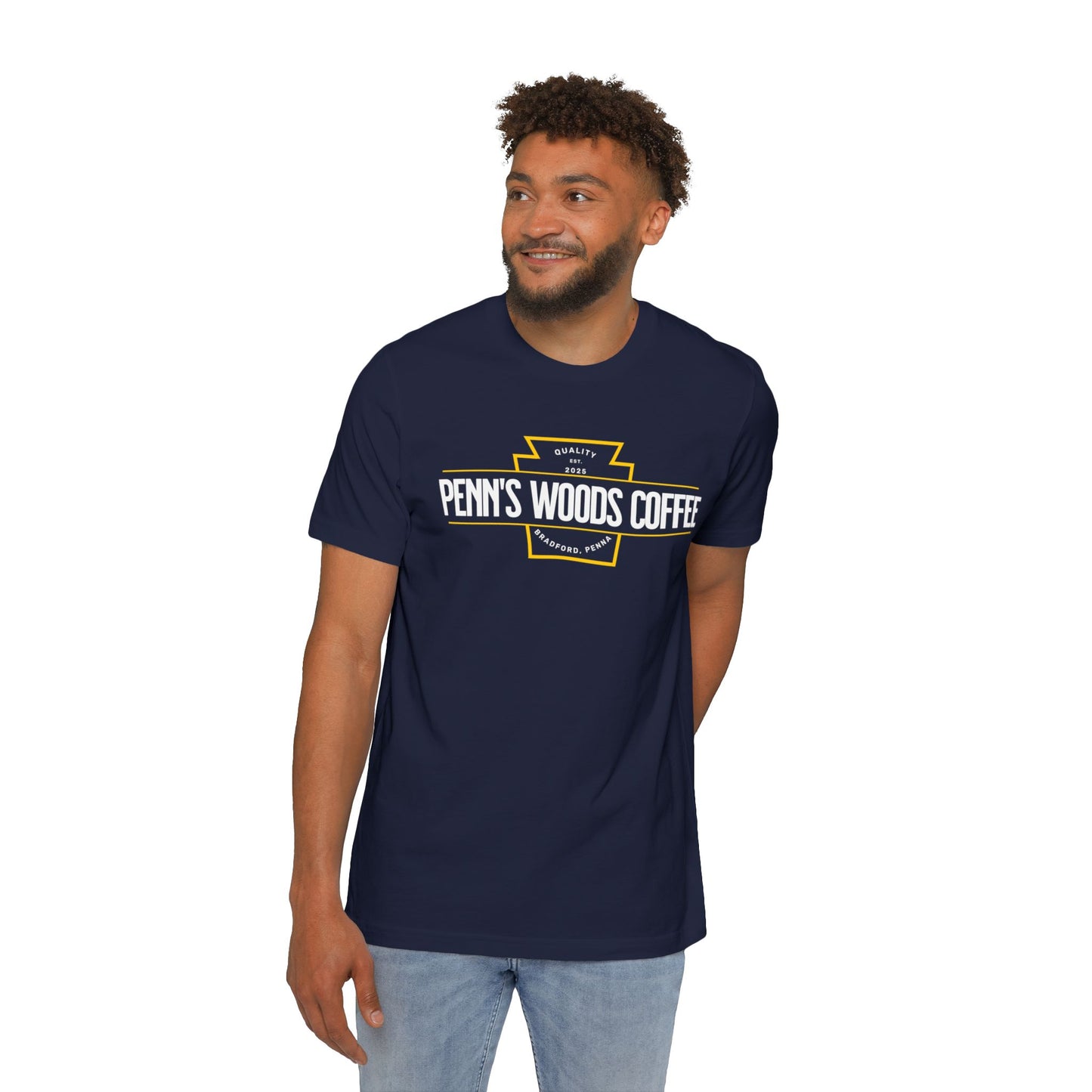 Penn's Woods Coffee Jersey T-Shirt - Made and printed in the U.S.A.