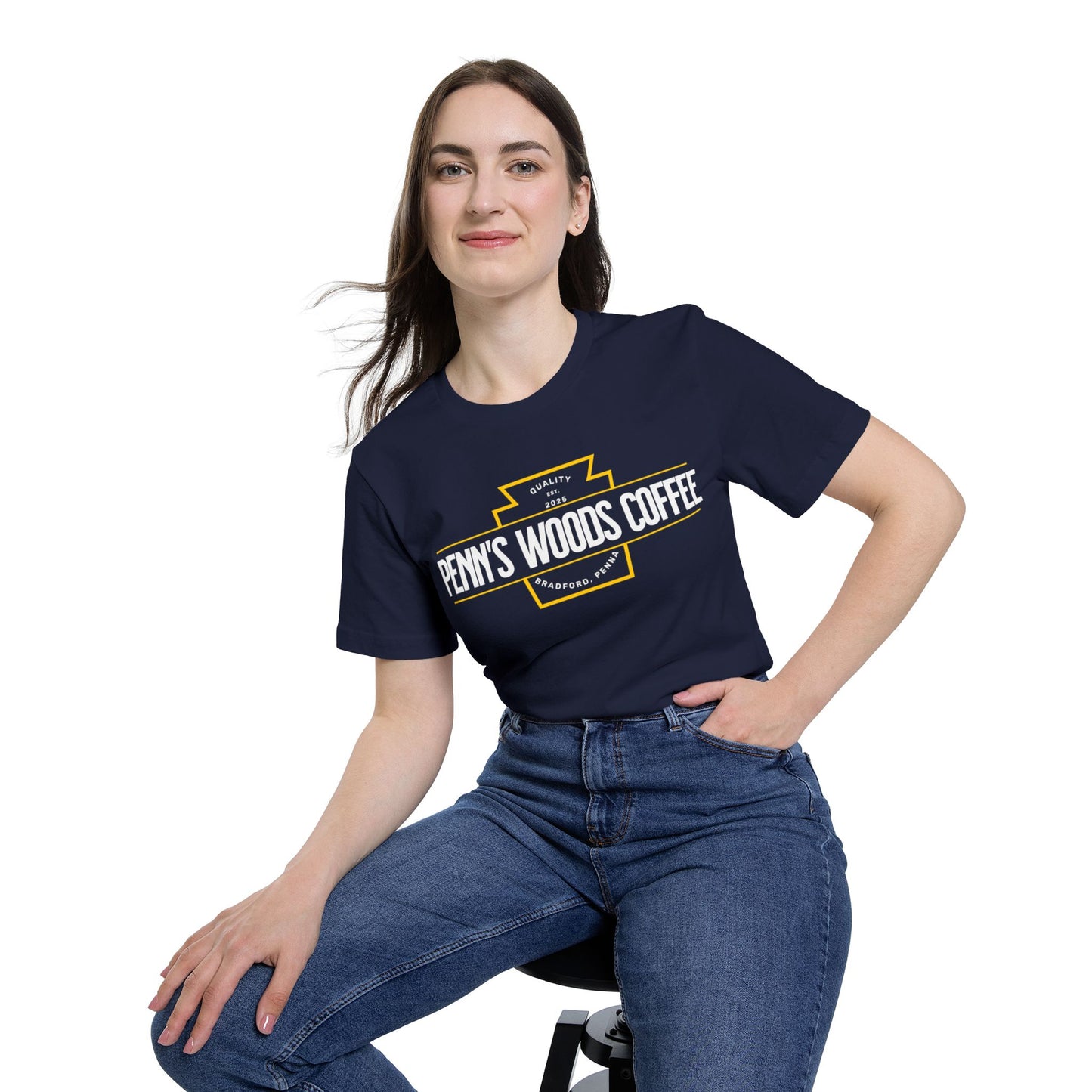 Penn's Woods Coffee Jersey T-Shirt - Made and printed in the U.S.A.